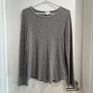 Old Navy Grey Ribbed Knit Long Sleeve Top Medium Soft Stretch Sweater